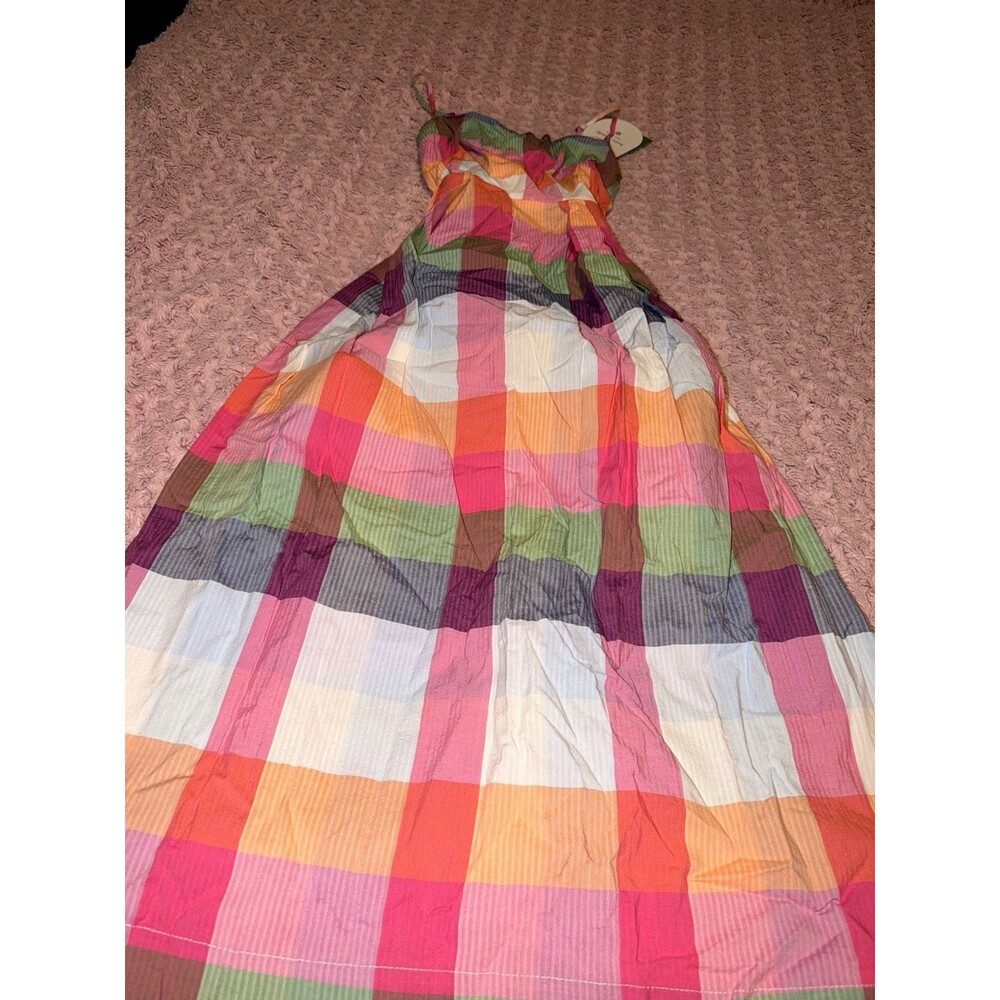 Kate Spade Target Rainbow Plaid Dress Color XXS NWT Striped Long Spaghetti Belt